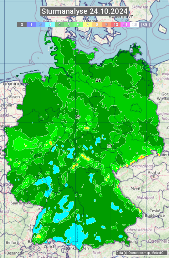 Karte mit Unwetteranalyse