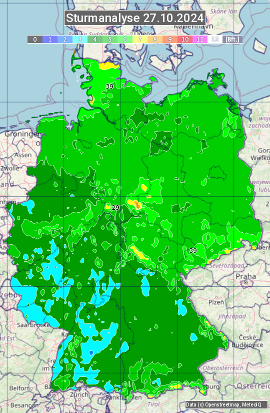 Karte mit Unwetteranalyse