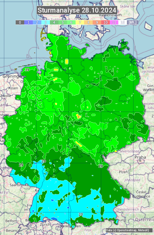 Karte mit Unwetteranalyse