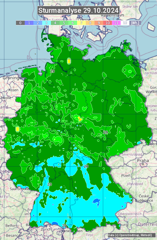 Karte mit Unwetteranalyse