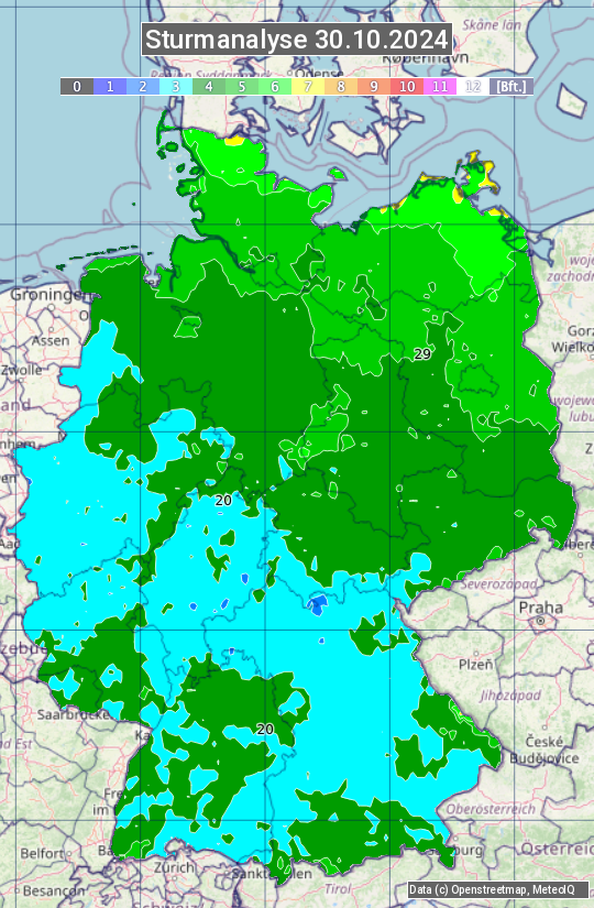 Karte mit Unwetteranalyse