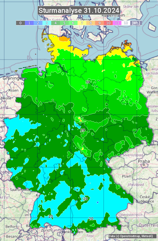 Karte mit Unwetteranalyse