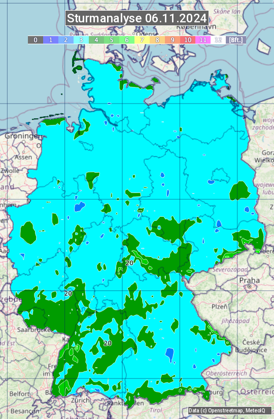 Karte mit Unwetteranalyse