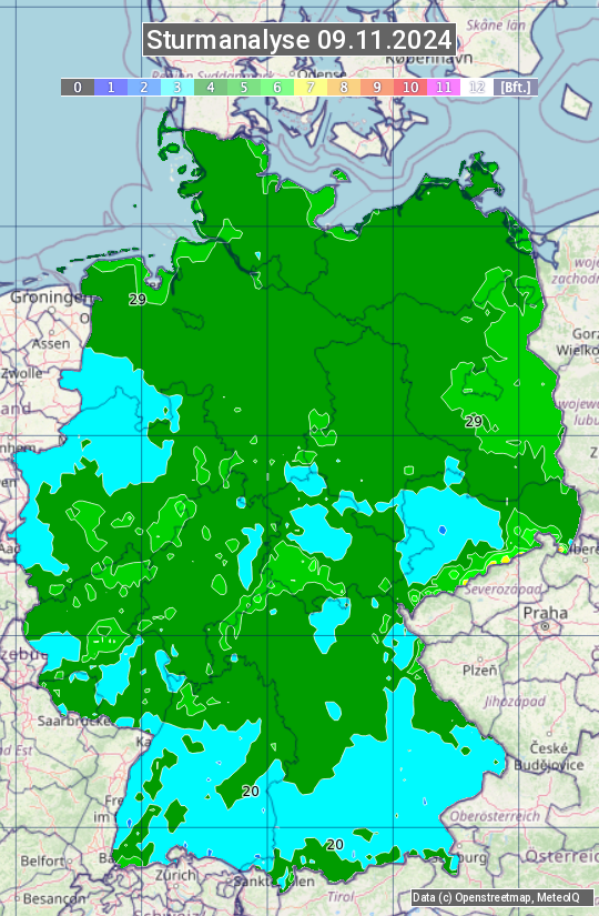 Karte mit Unwetteranalyse