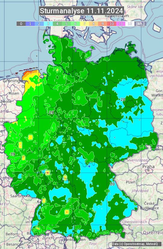 Karte mit Unwetteranalyse