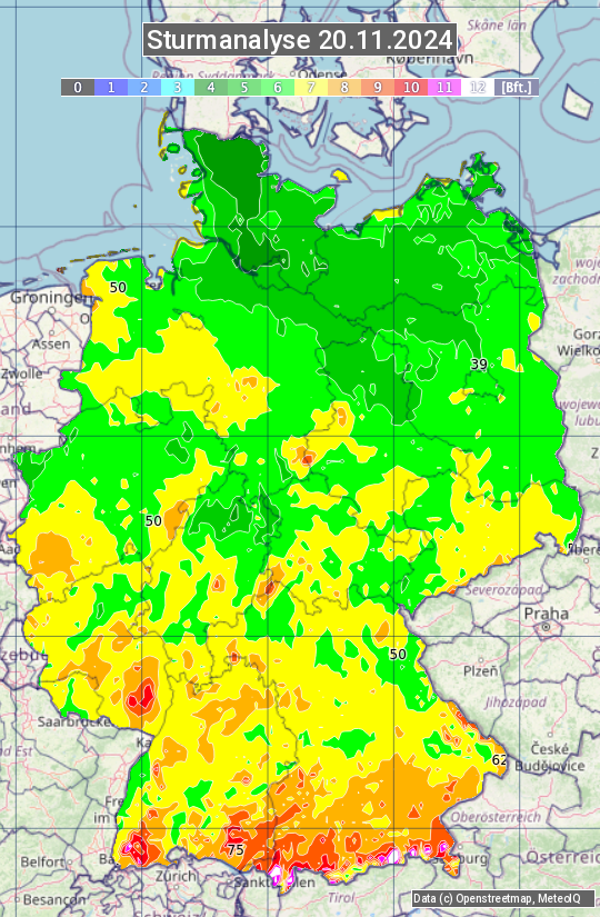 Karte mit Unwetteranalyse