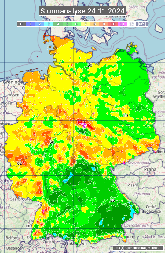 Karte mit Unwetteranalyse