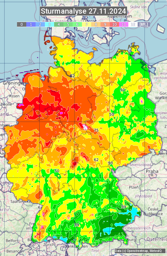 Karte mit Unwetteranalyse