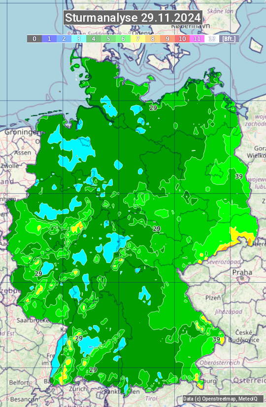 Karte mit Unwetteranalyse