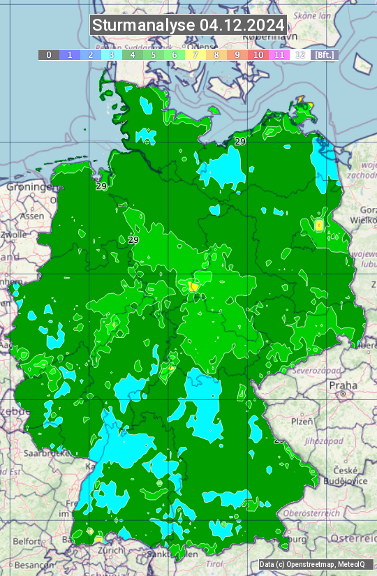 Karte mit Unwetteranalyse