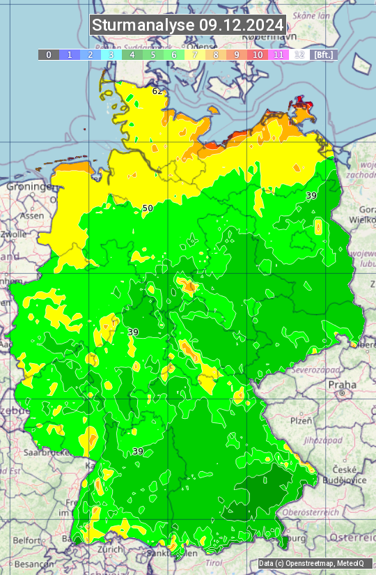 Karte mit Unwetteranalyse