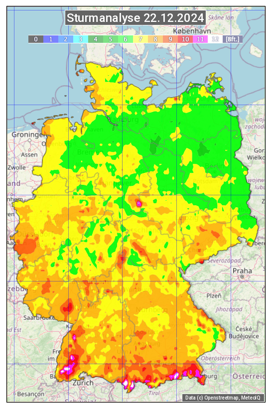 Karte mit Unwetteranalyse