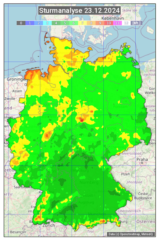 Karte mit Unwetteranalyse