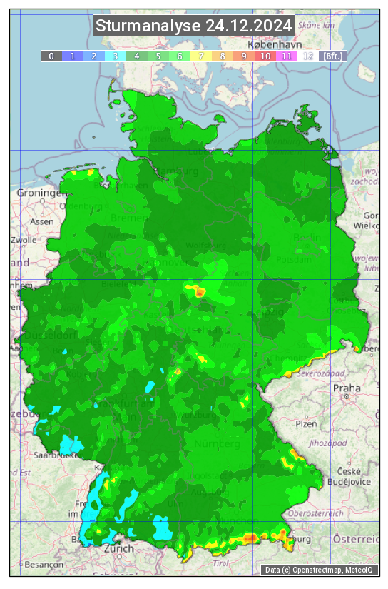 Karte mit Unwetteranalyse