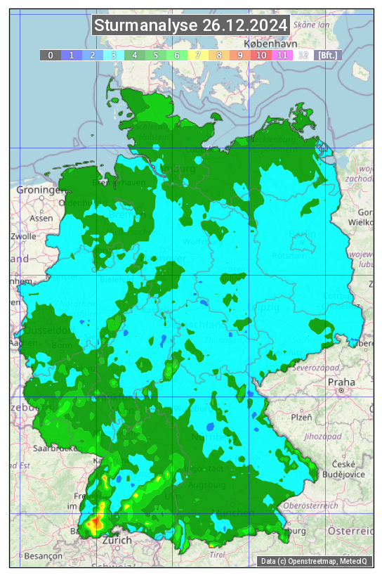 Karte mit Unwetteranalyse