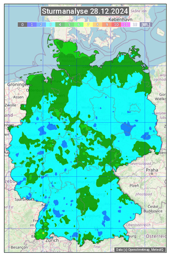 Karte mit Unwetteranalyse