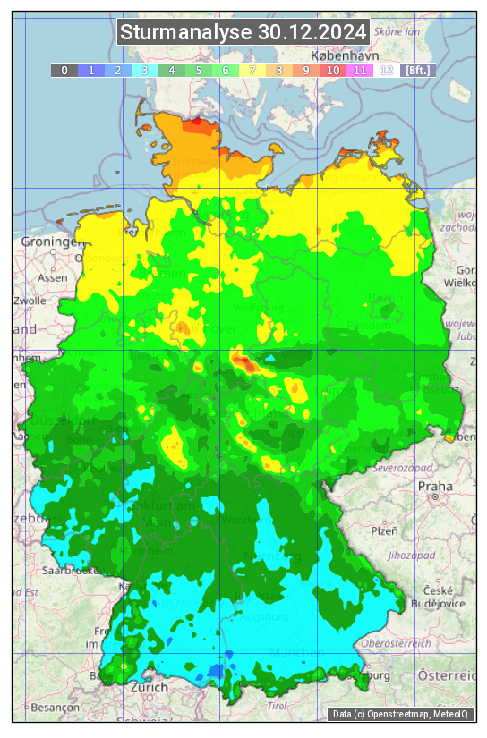 Karte mit Unwetteranalyse