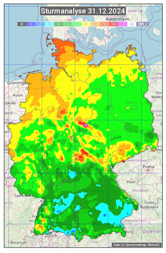 Karte mit Unwetteranalyse