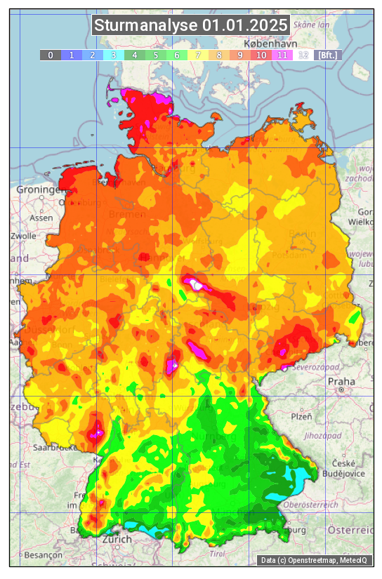 Karte mit Unwetteranalyse