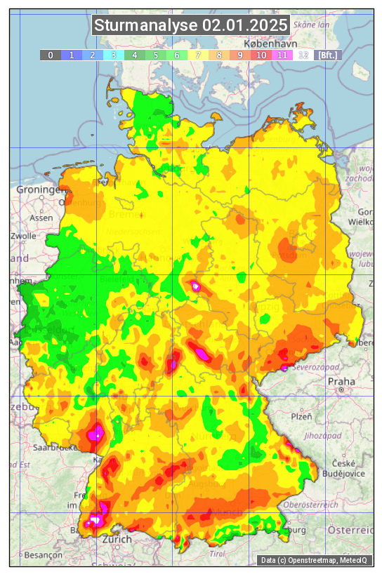 Karte mit Unwetteranalyse