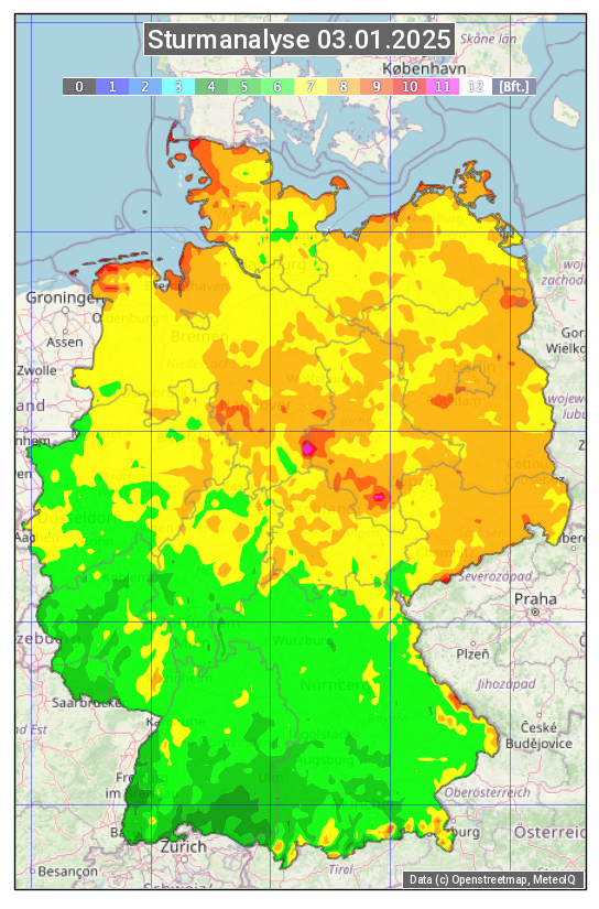 Karte mit Unwetteranalyse