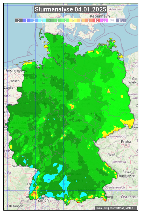 Karte mit Unwetteranalyse