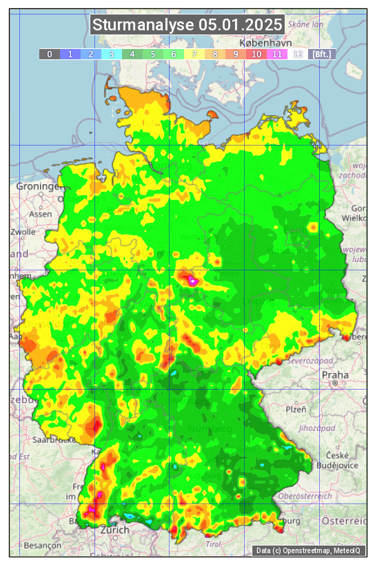 Karte mit Unwetteranalyse