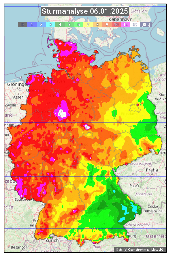 Karte mit Unwetteranalyse