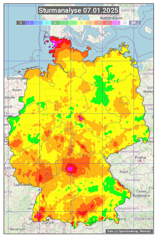 Karte mit Unwetteranalyse