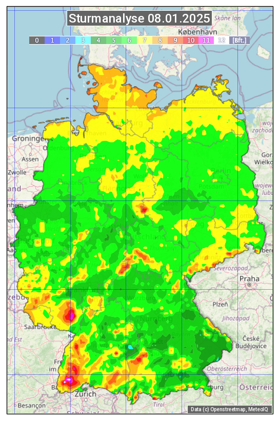 Karte mit Unwetteranalyse