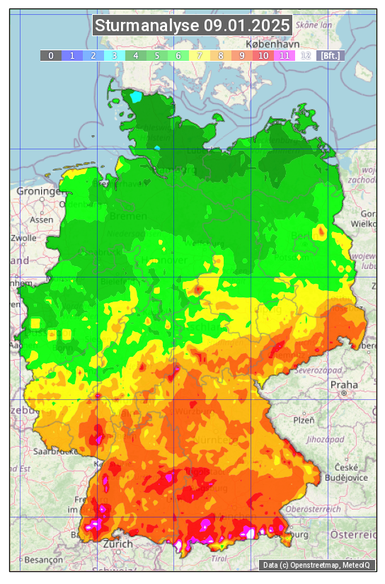 Karte mit Unwetteranalyse