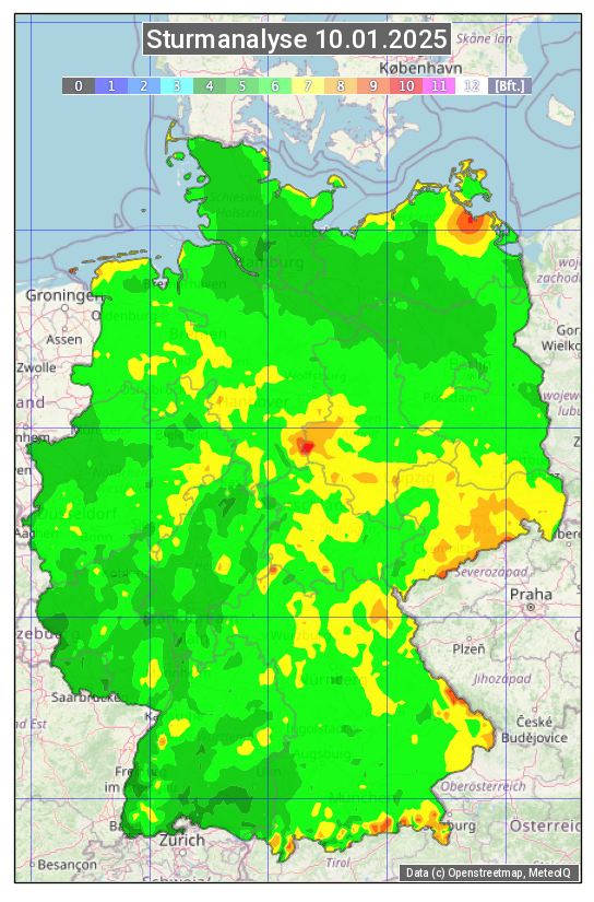 Karte mit Unwetteranalyse